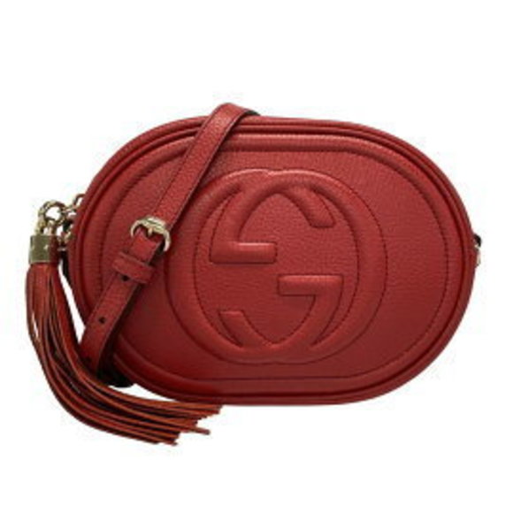 Gucci Soho Shoulder Bag Tassel Red Leather - Picture 1 of 9